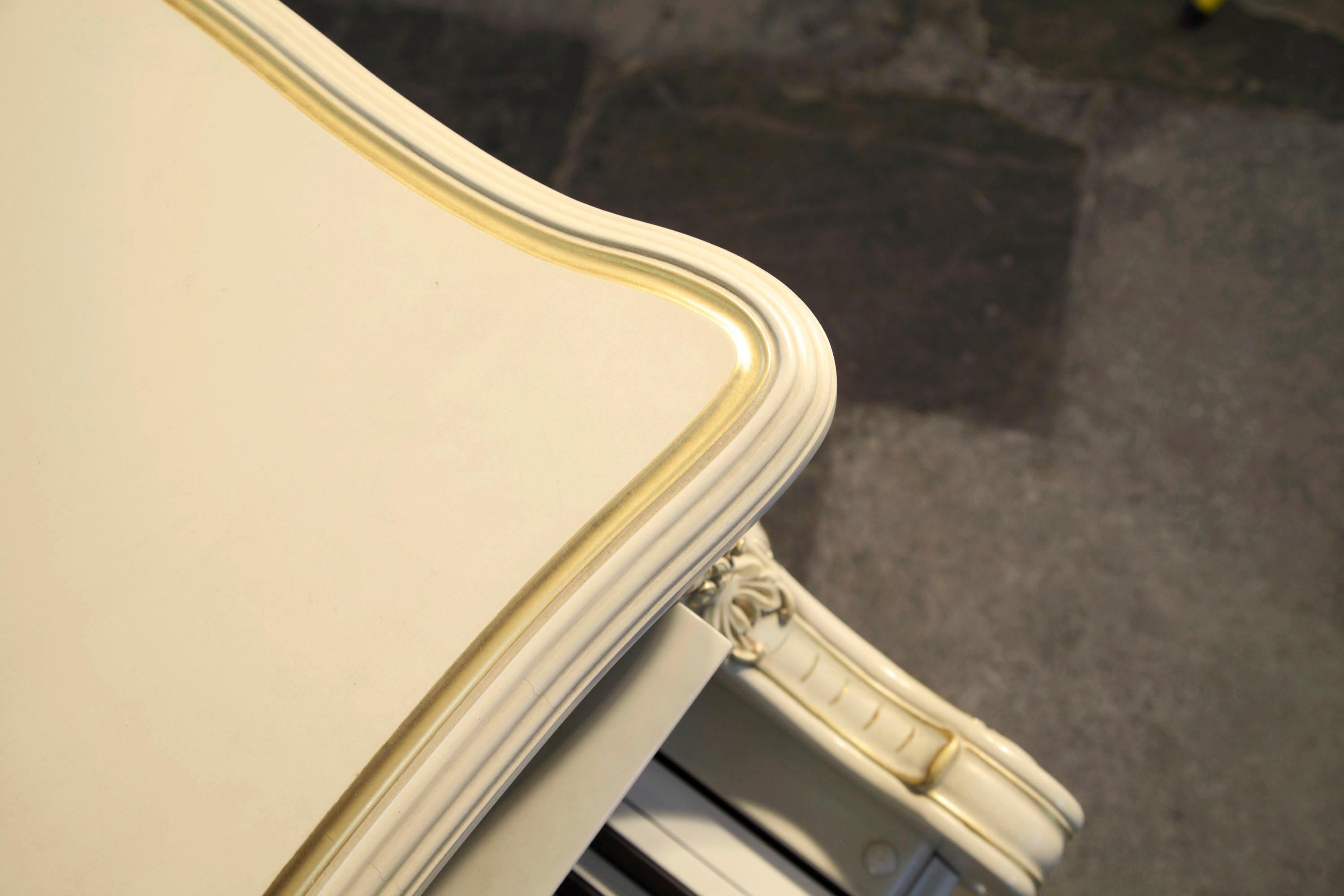Louis XV 1979 Steinway Model O Piano Matt Cream Cabriole Legs Gilt Accents 5