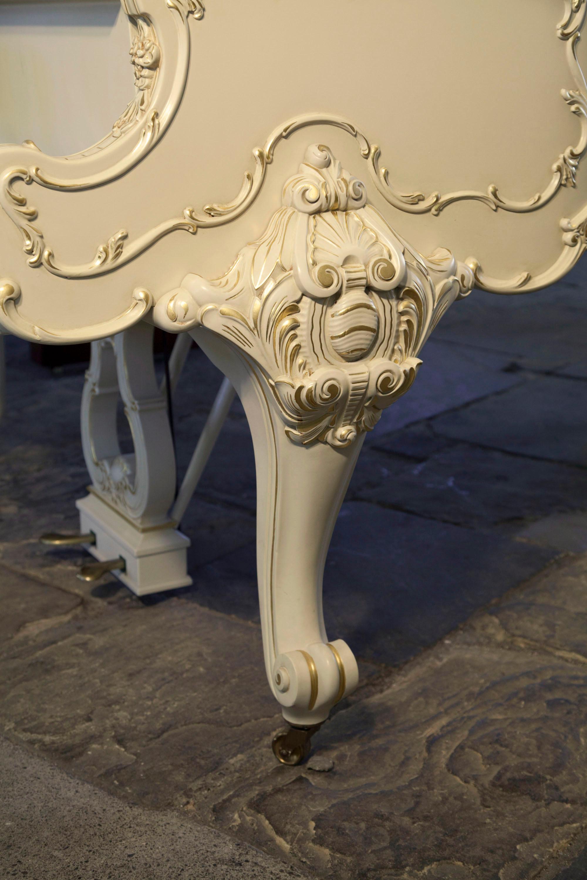 Rococo Louis XV 1979 Steinway Model O Piano Matt Cream Cabriole Legs Gilt Accents