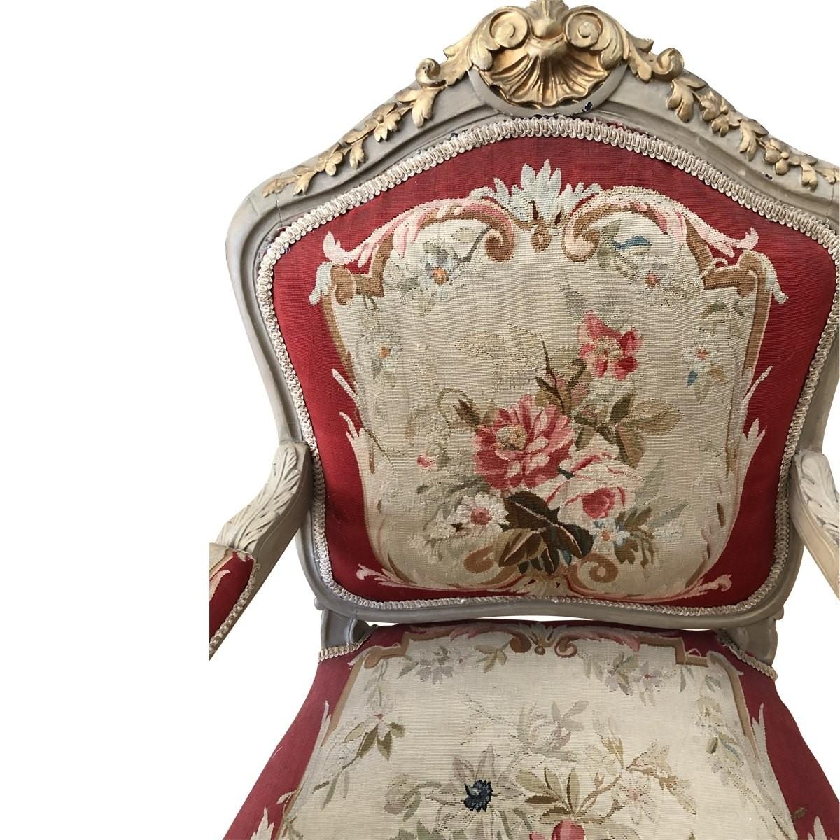 Rococo Style Aubisson Salon Suite, Late 19th Century For Sale 1