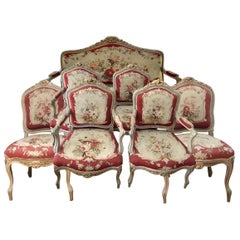 Antique Rococo Style Aubisson Salon Suite, Late 19th Century