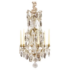 Vintage Rococo style brass and crystal chandelier