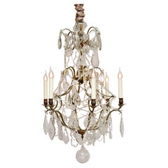 Lustre en laiton et cristal de style rococo