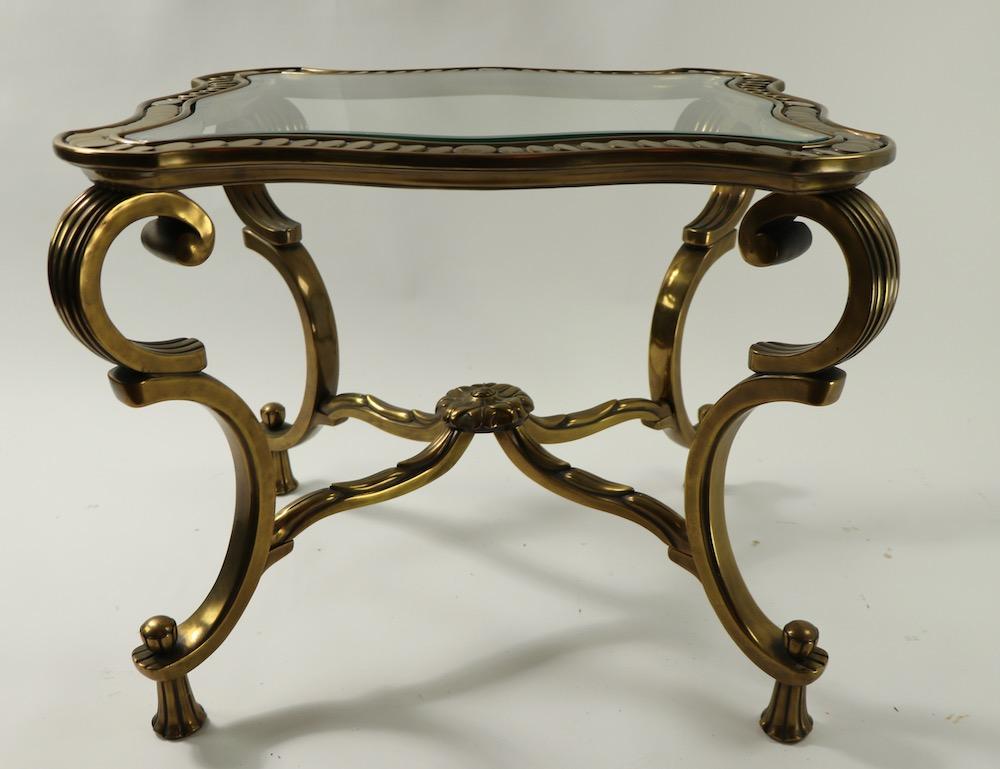 Rococo Style Brass and Glass Side Table Attributed to Mastercraft 2