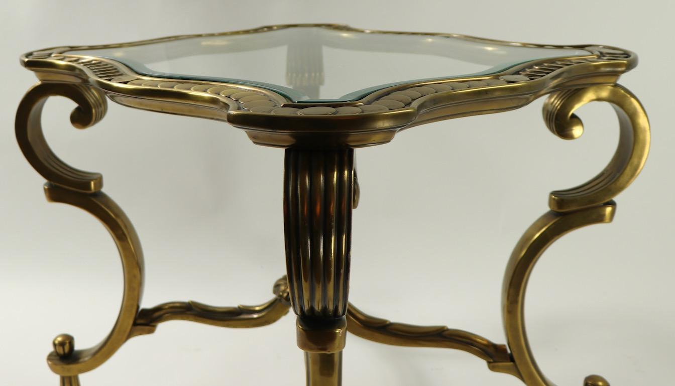 Rococo Style Brass and Glass Side Table Attributed to Mastercraft 4