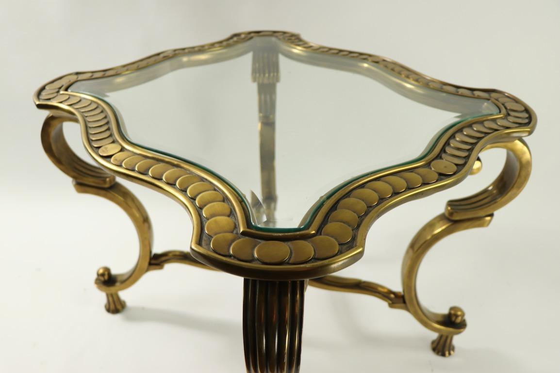 Rococo Style Brass and Glass Side Table Attributed to Mastercraft 5