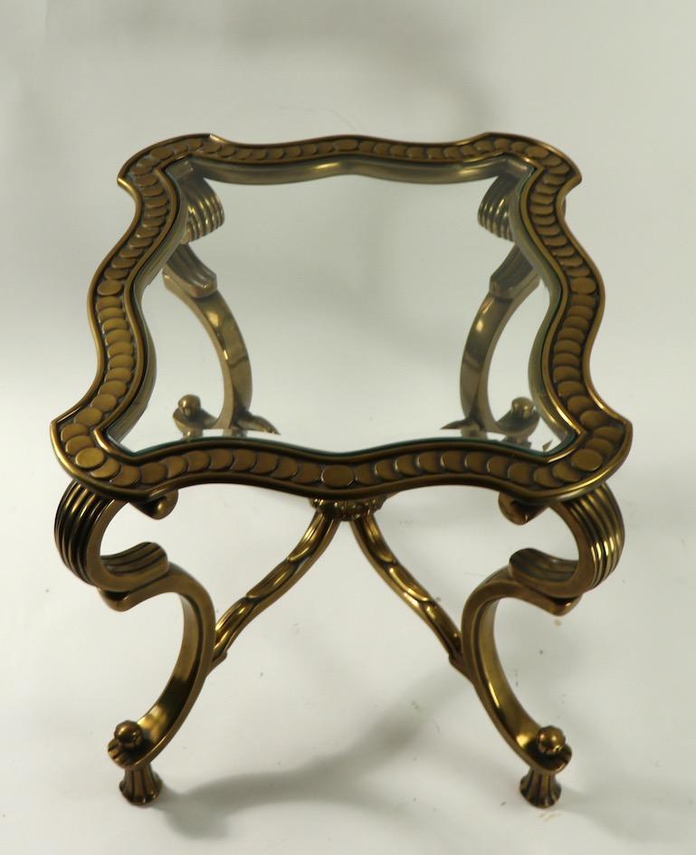 Rococo Style Brass and Glass Side Table Attributed to Mastercraft 6