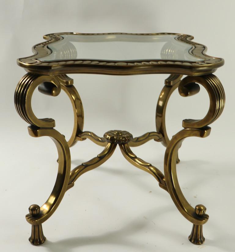 Rococo Style Brass and Glass Side Table Attributed to Mastercraft 7