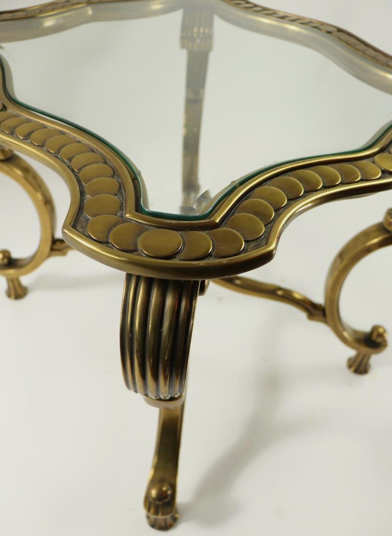 Rococo Style Brass and Glass Side Table Attributed to Mastercraft 8