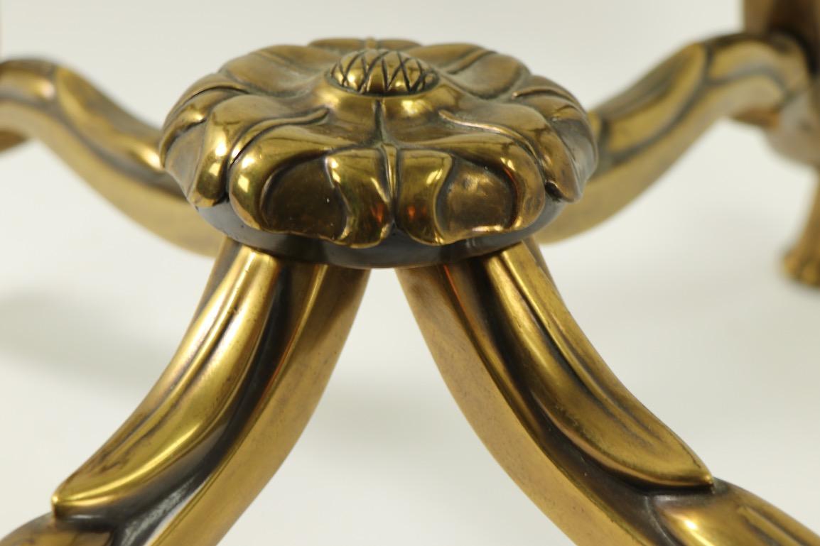Rococo Style Brass and Glass Side Table Attributed to Mastercraft 9
