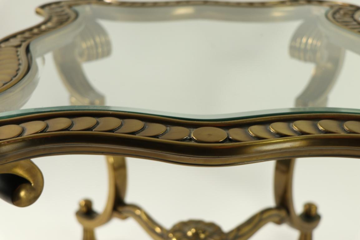 Rococo Style Brass and Glass Side Table Attributed to Mastercraft 11