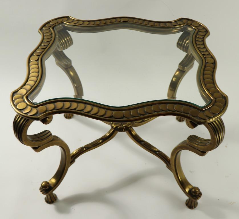Rococo Revival Rococo Style Brass and Glass Side Table Attributed to Mastercraft