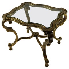 Rococo Style Brass and Glass Side Table Attributed to Mastercraft