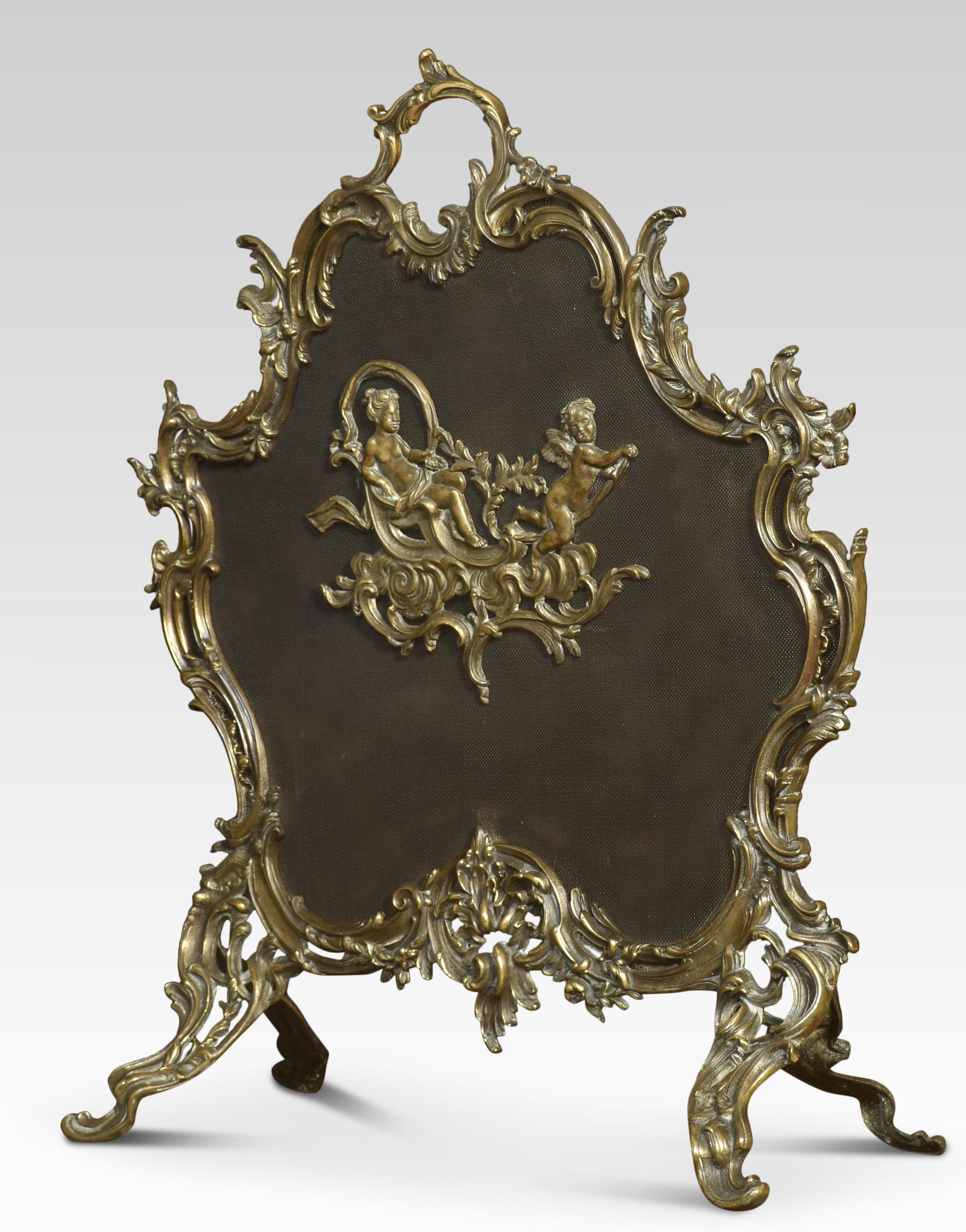 Rococo Style Brass and Mesh Fire Screen 2