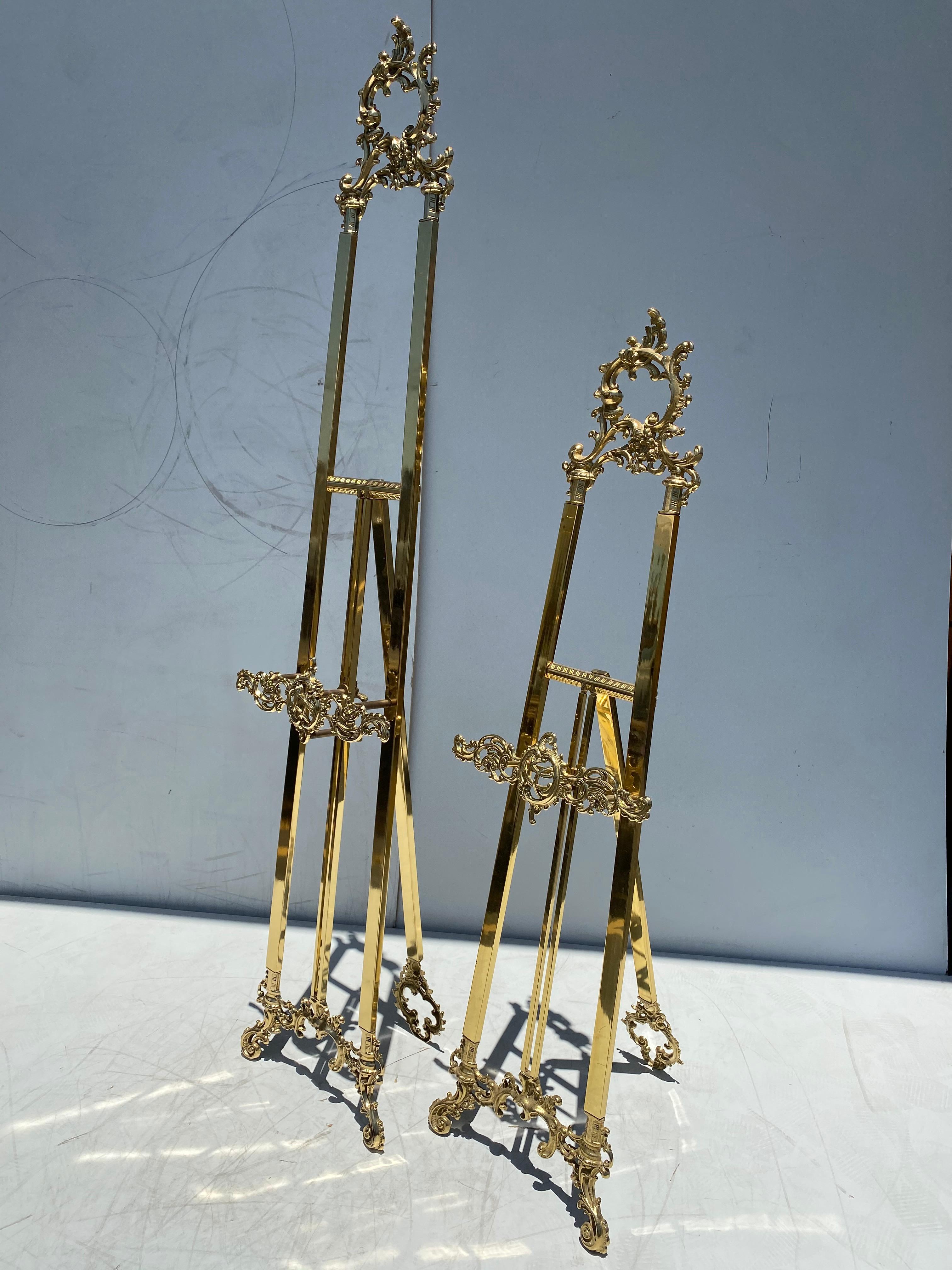 Small Rococo Style Brass Floor Easel For Sale 2