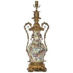 Rococo Style Brass Mounted Famille Rose Vase Table Lamp
