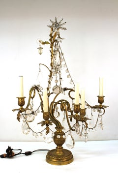 Lampes de table girandole en bronze de style rococo avec serpents et cristaux