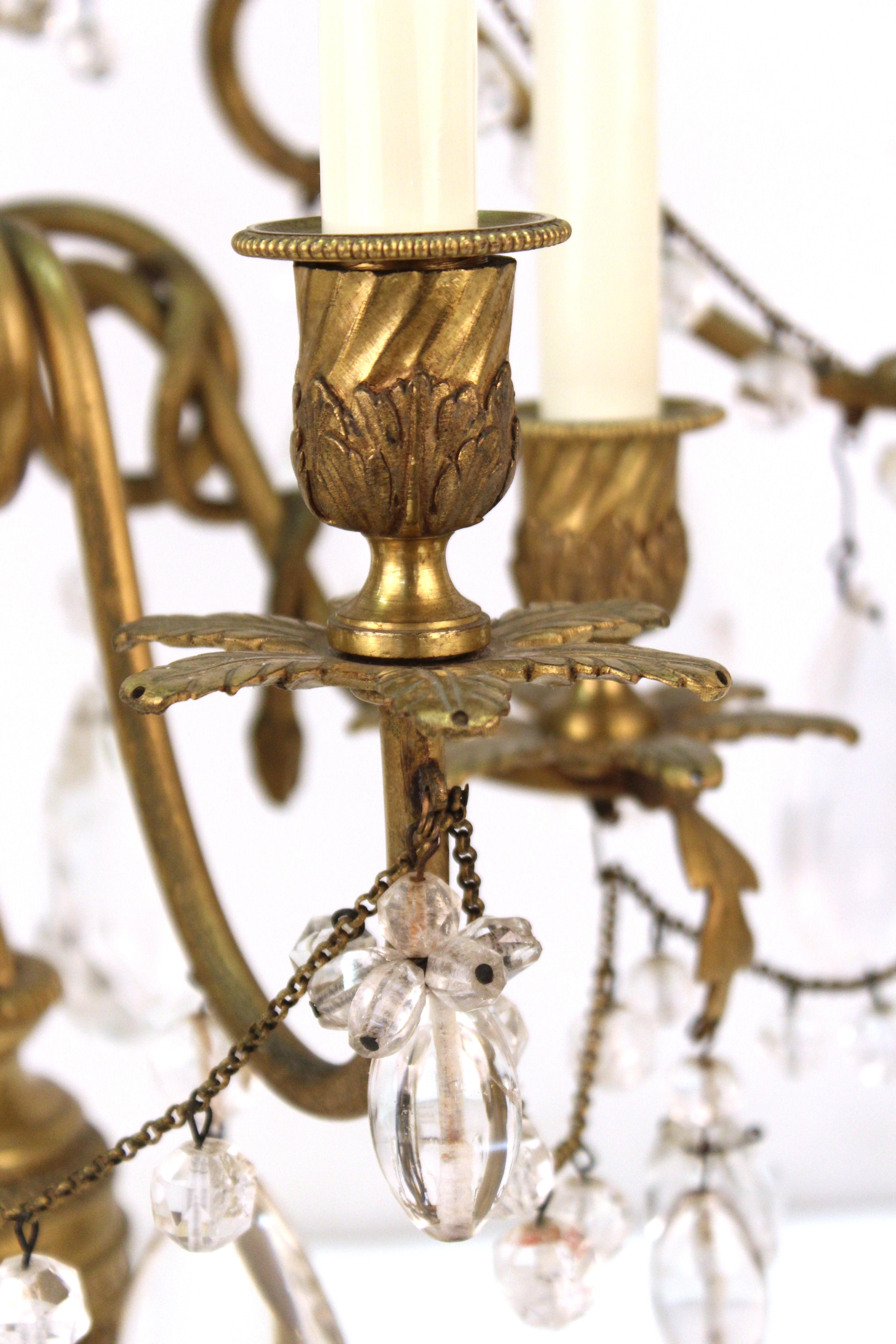 Rococo Style Bronze Girandole Table Lamps with Snakes and Crystals 3
