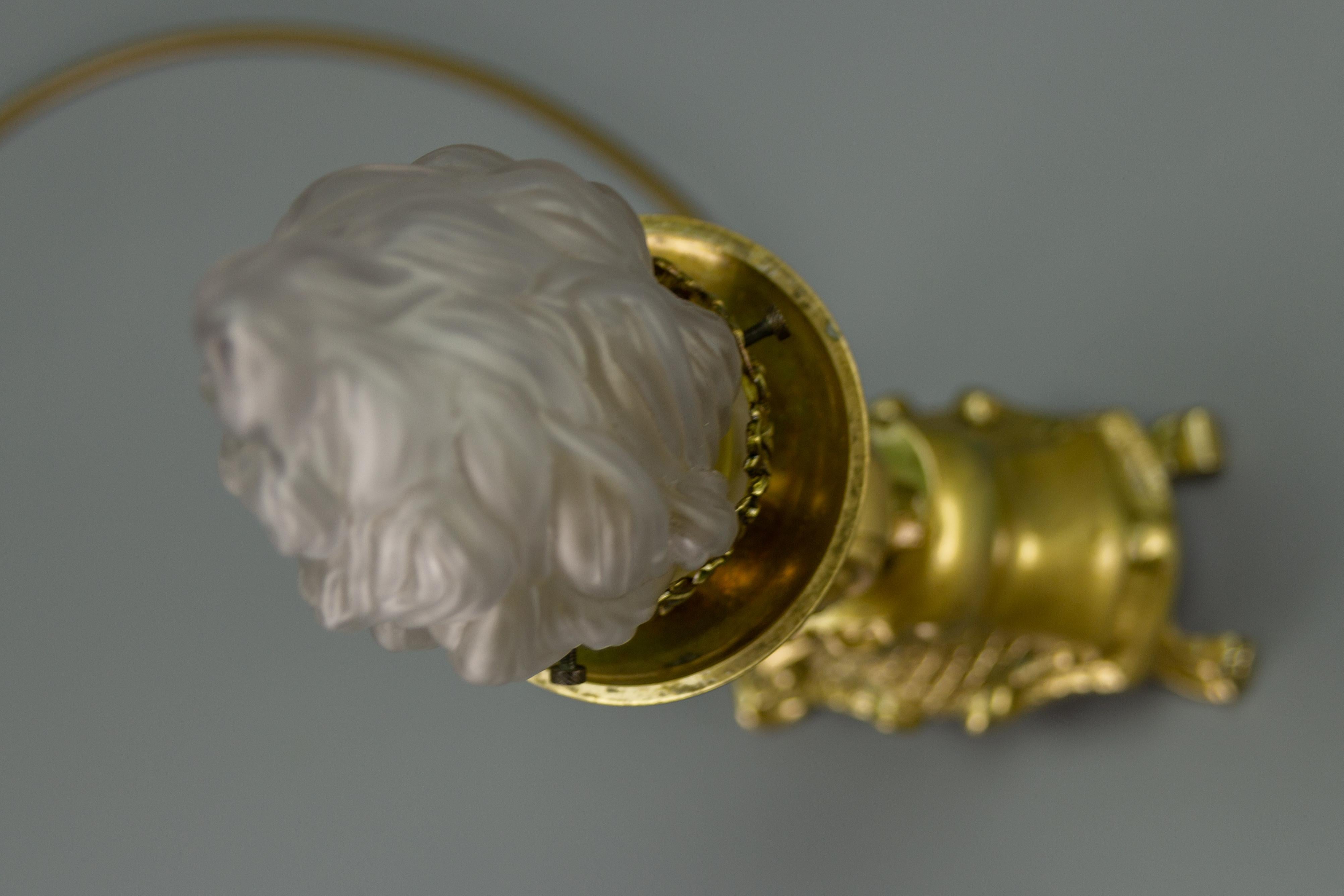 Rococo Style Bronze Table Lamp with White Frosted Glass Lampshade 5