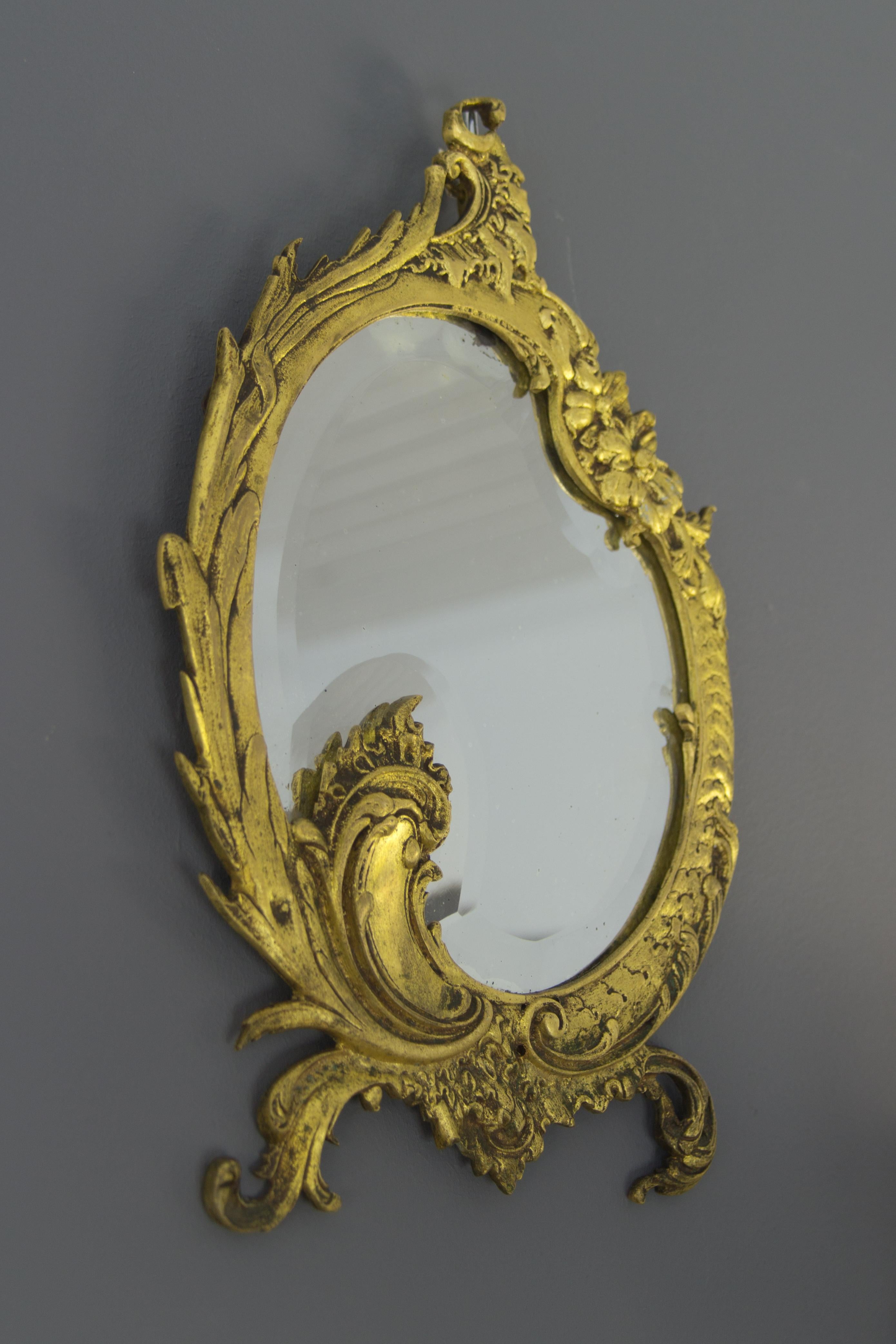 Early 20th Century Rococo Style Bronze Beveled Wall Mirror 