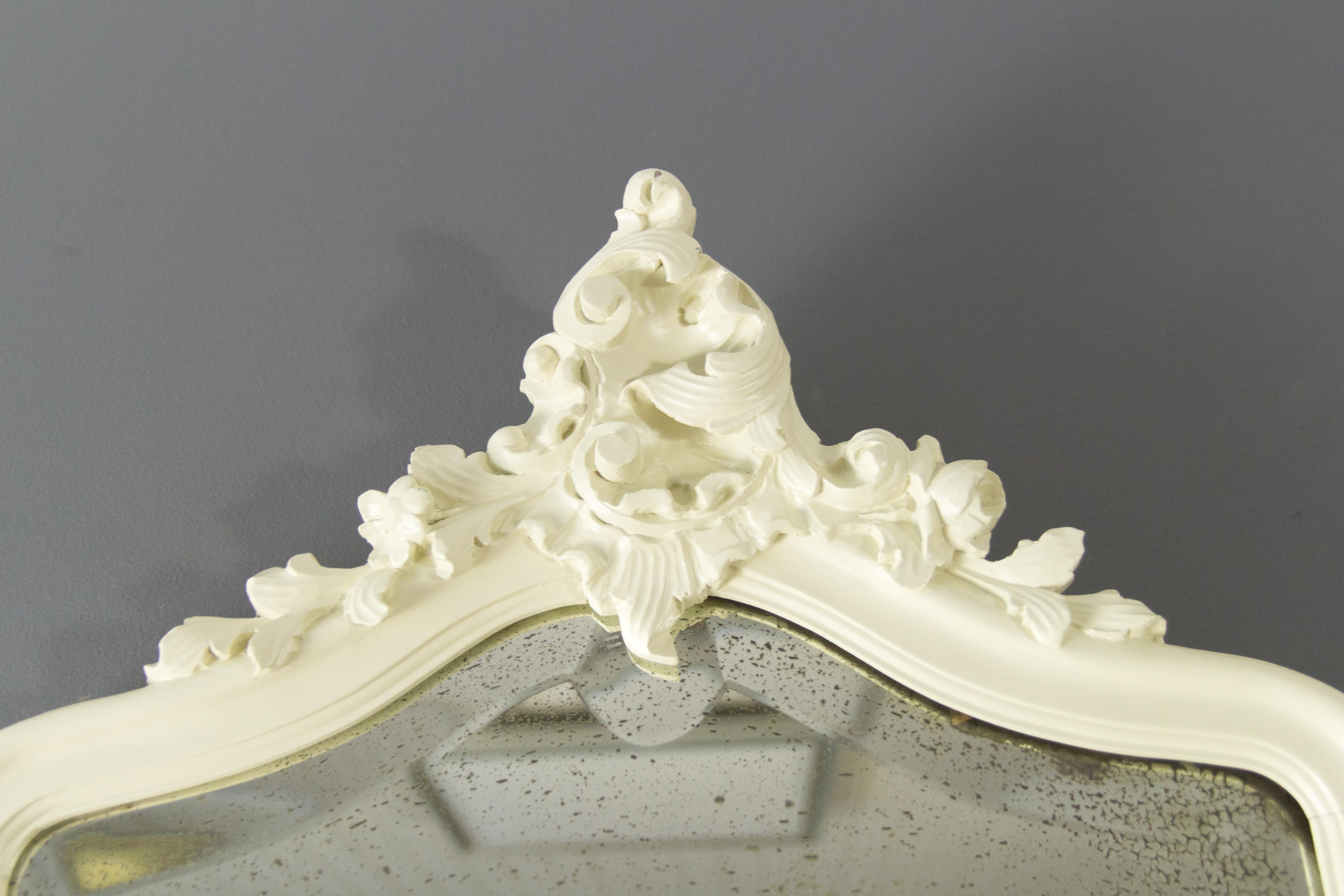 Rococo Style Carved and White Painted Wall Mirror 6
