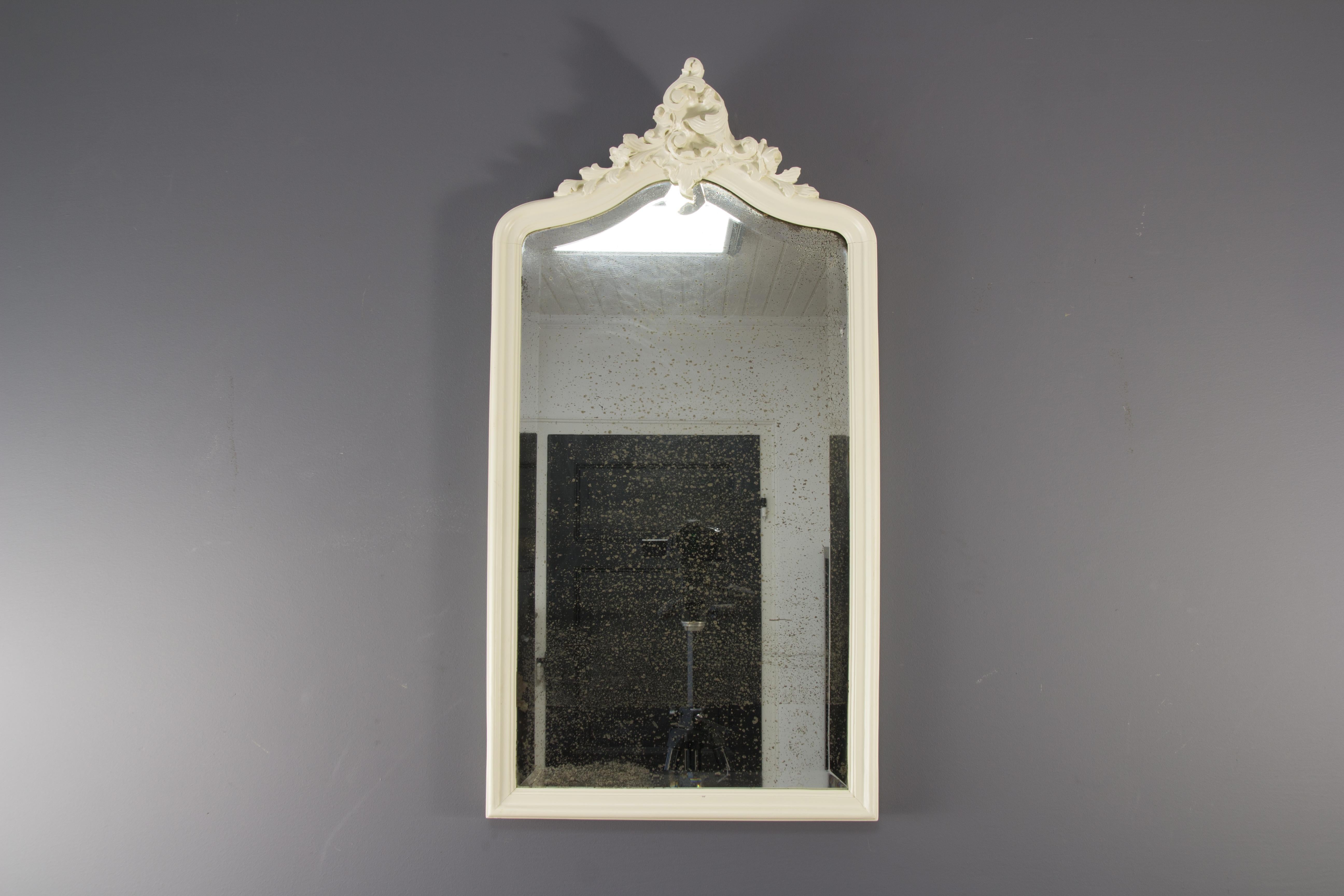 Rococo Style Carved and White Painted Wall Mirror 8
