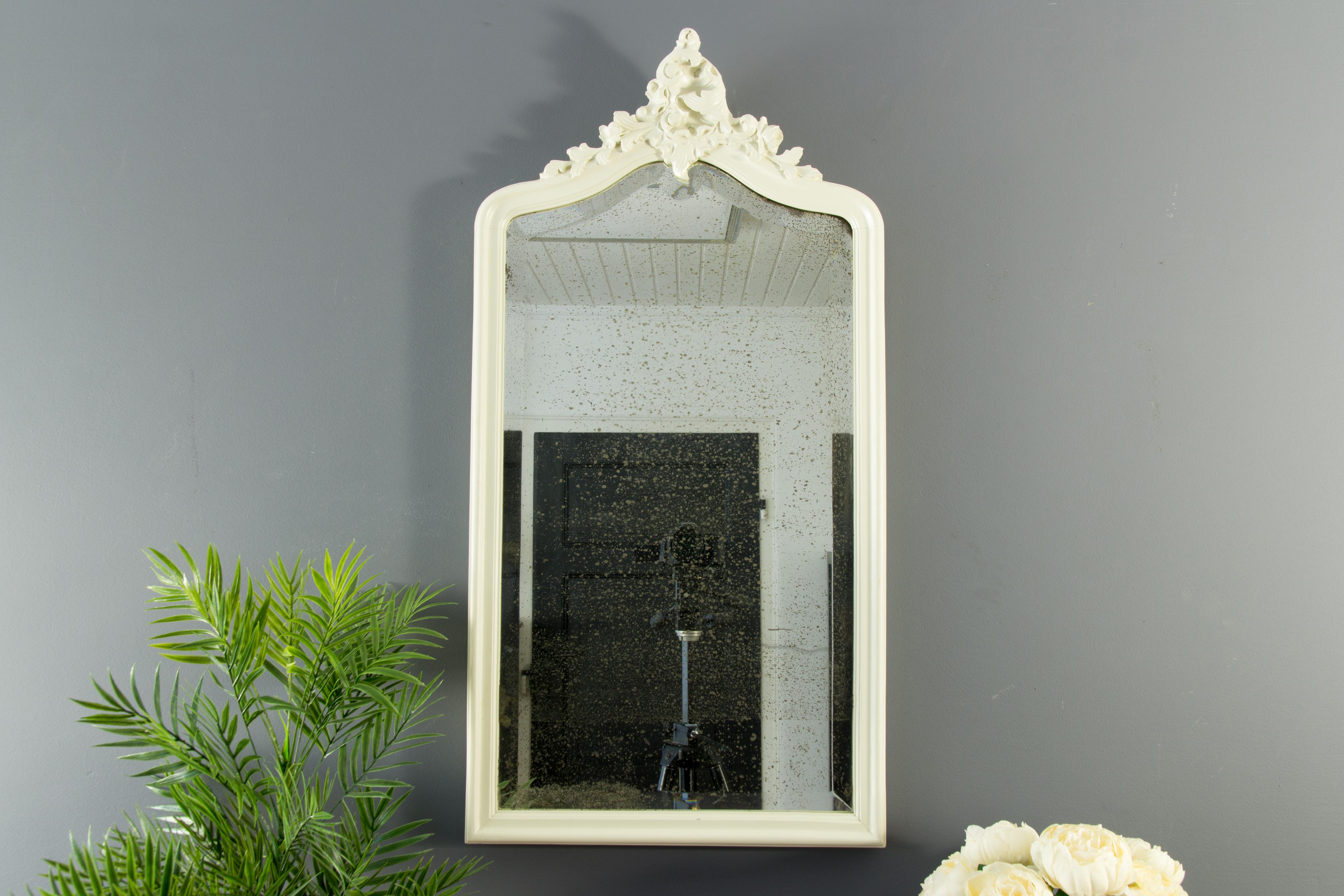 Rococo Style Carved and White Painted Wall Mirror 9