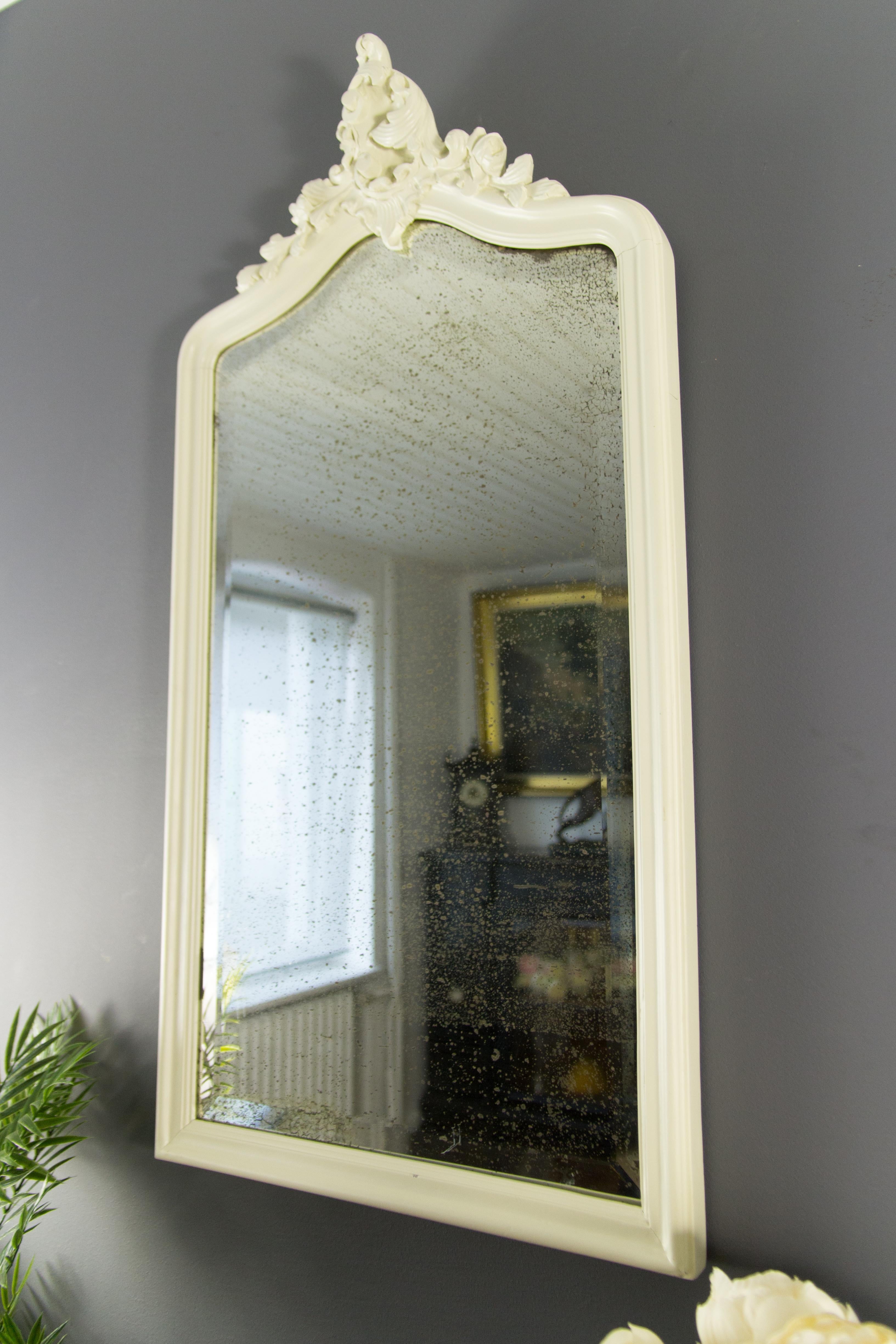 Rococo Style Carved and White Painted Wall Mirror 2