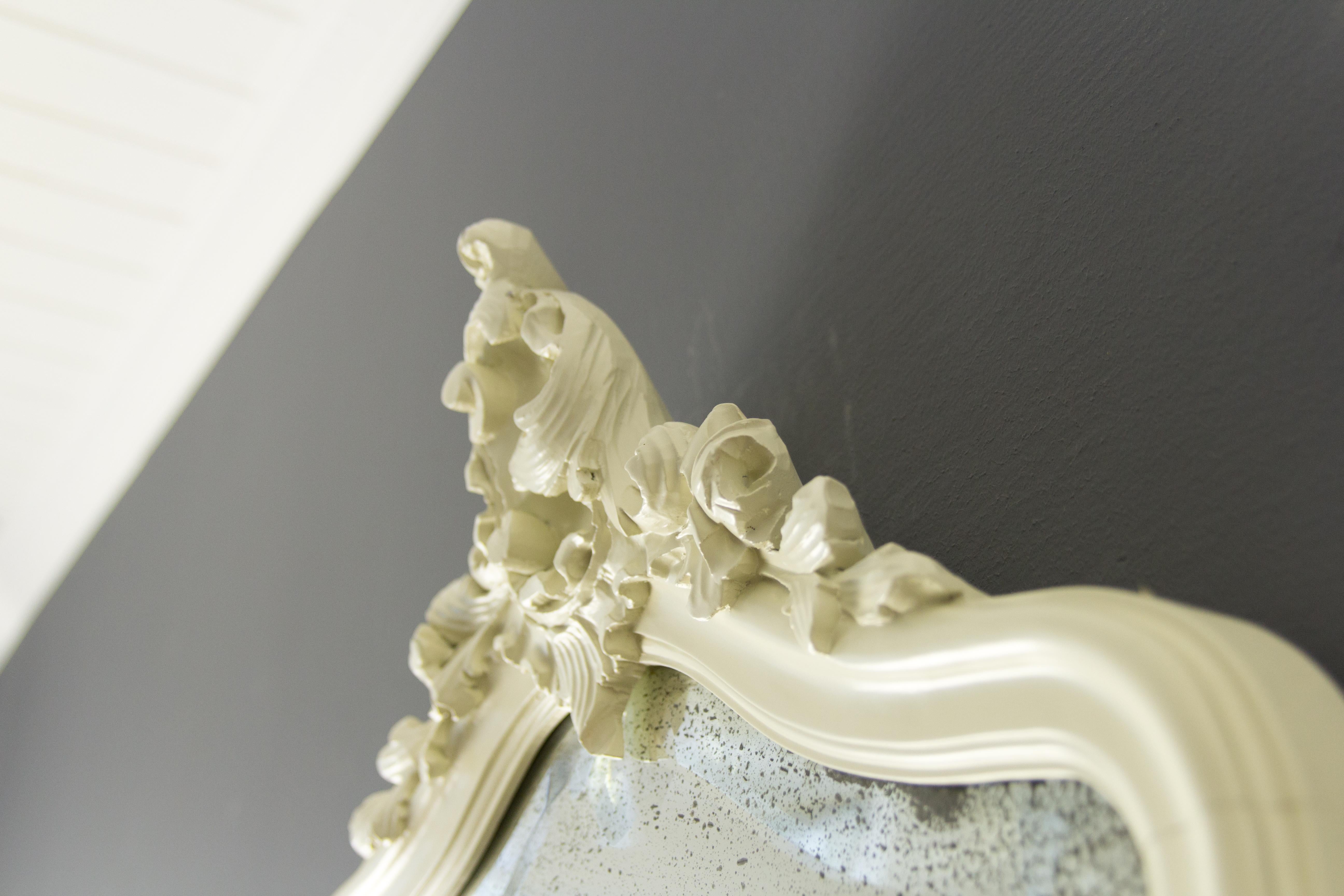 Rococo Style Carved and White Painted Wall Mirror 3