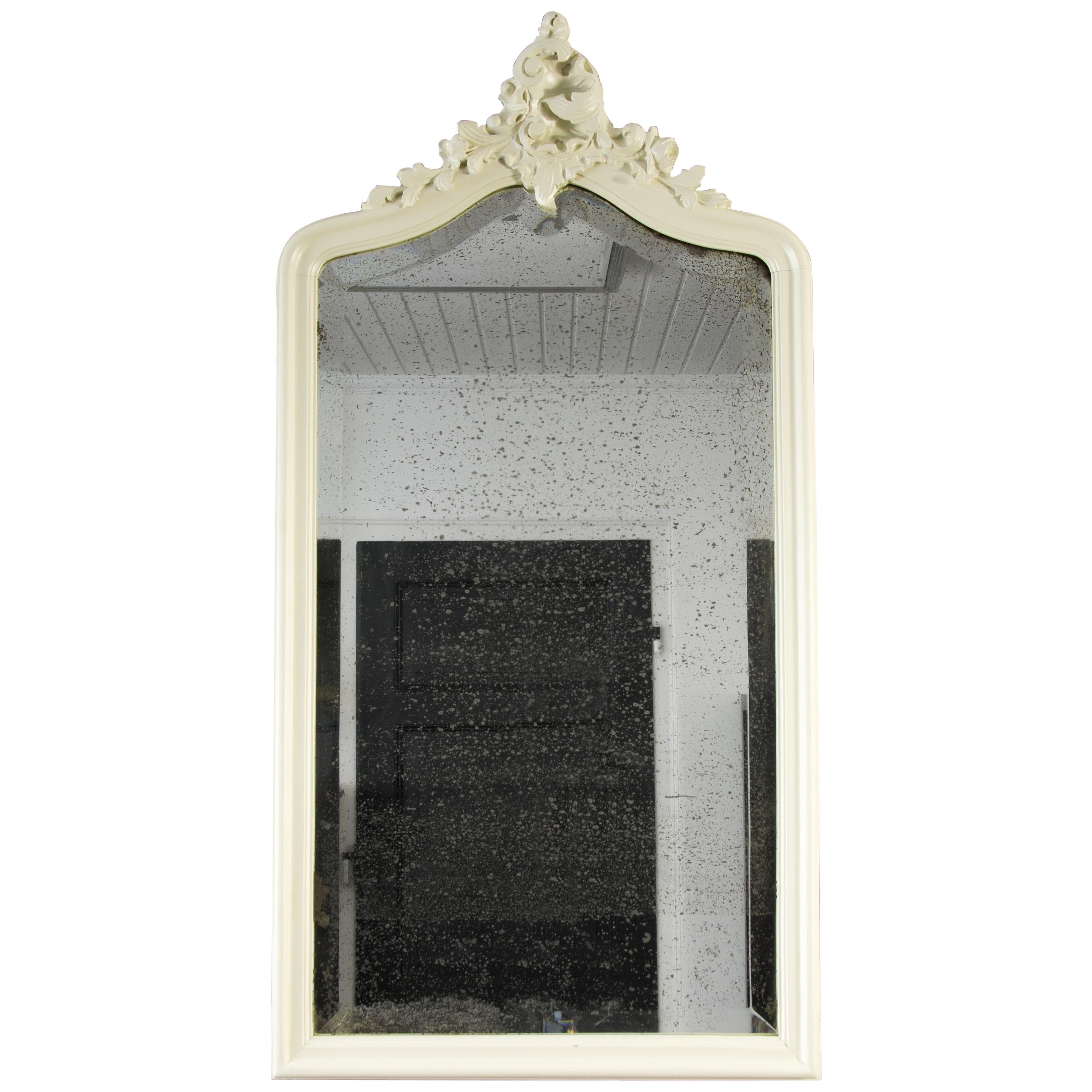 Rococo Style Carved and White Painted Wall Mirror