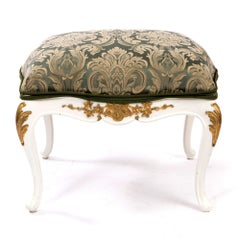 Rococo Style Carved Cabriole Leg Stool Ottoman, Footstool
