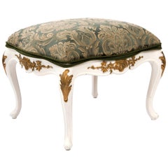 Rococo Style Carved Cabriole Leg Stool Ottoman, Footstool