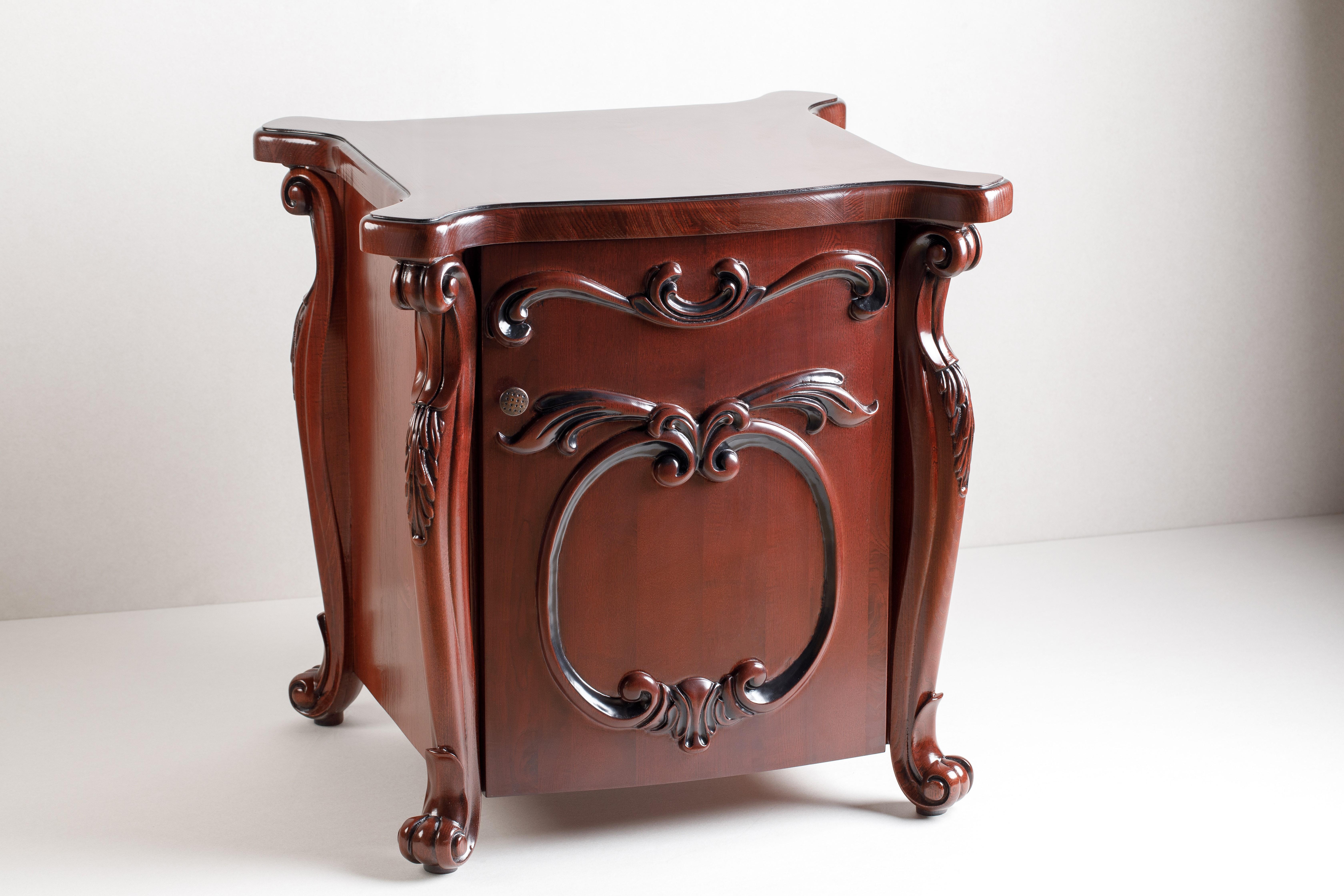 Moldovan Rococo Style Carved Door Nightstands - A Pair For Sale