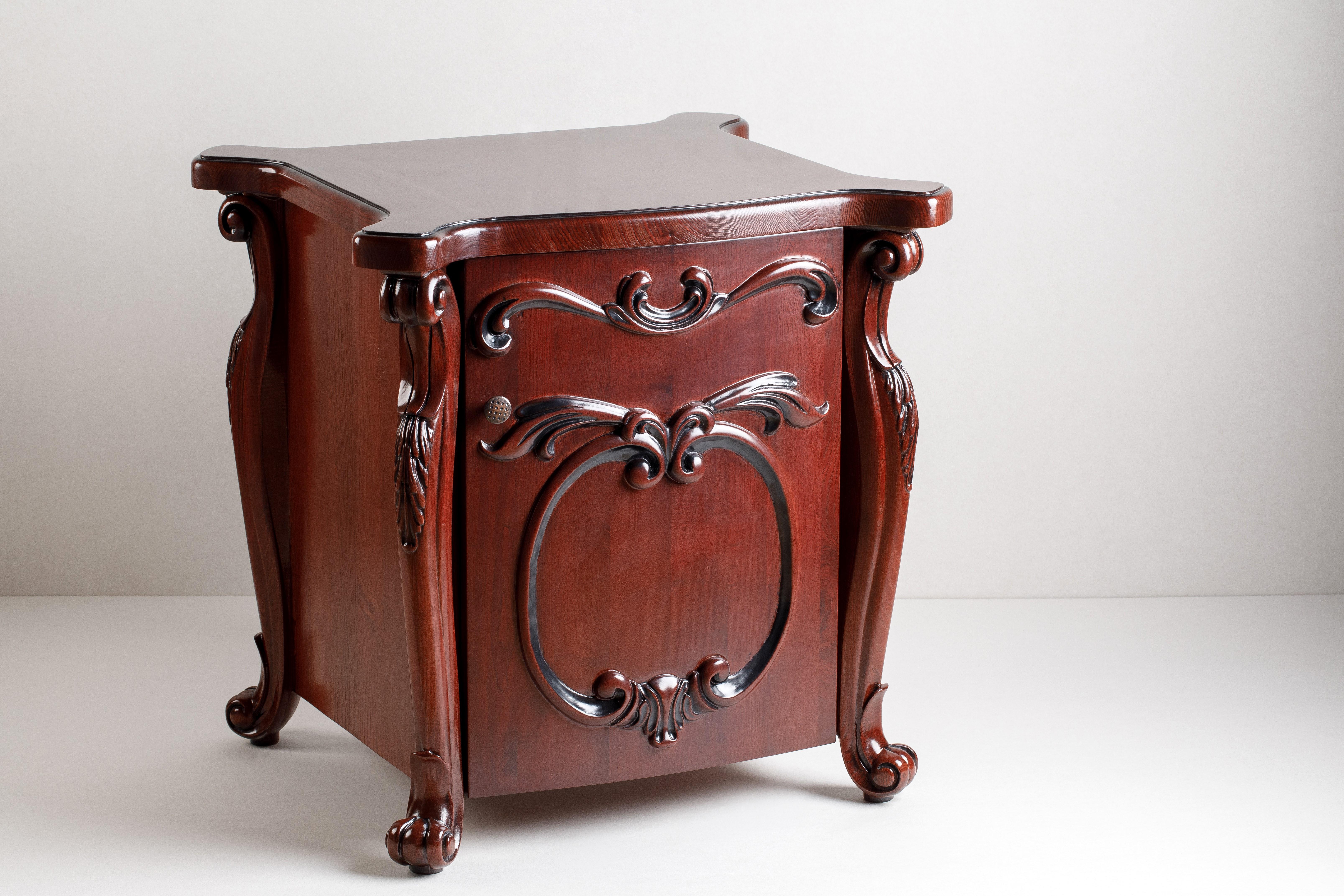 Rococo Style Carved Door Nightstands - A Pair In New Condition For Sale In Naperville, IL
