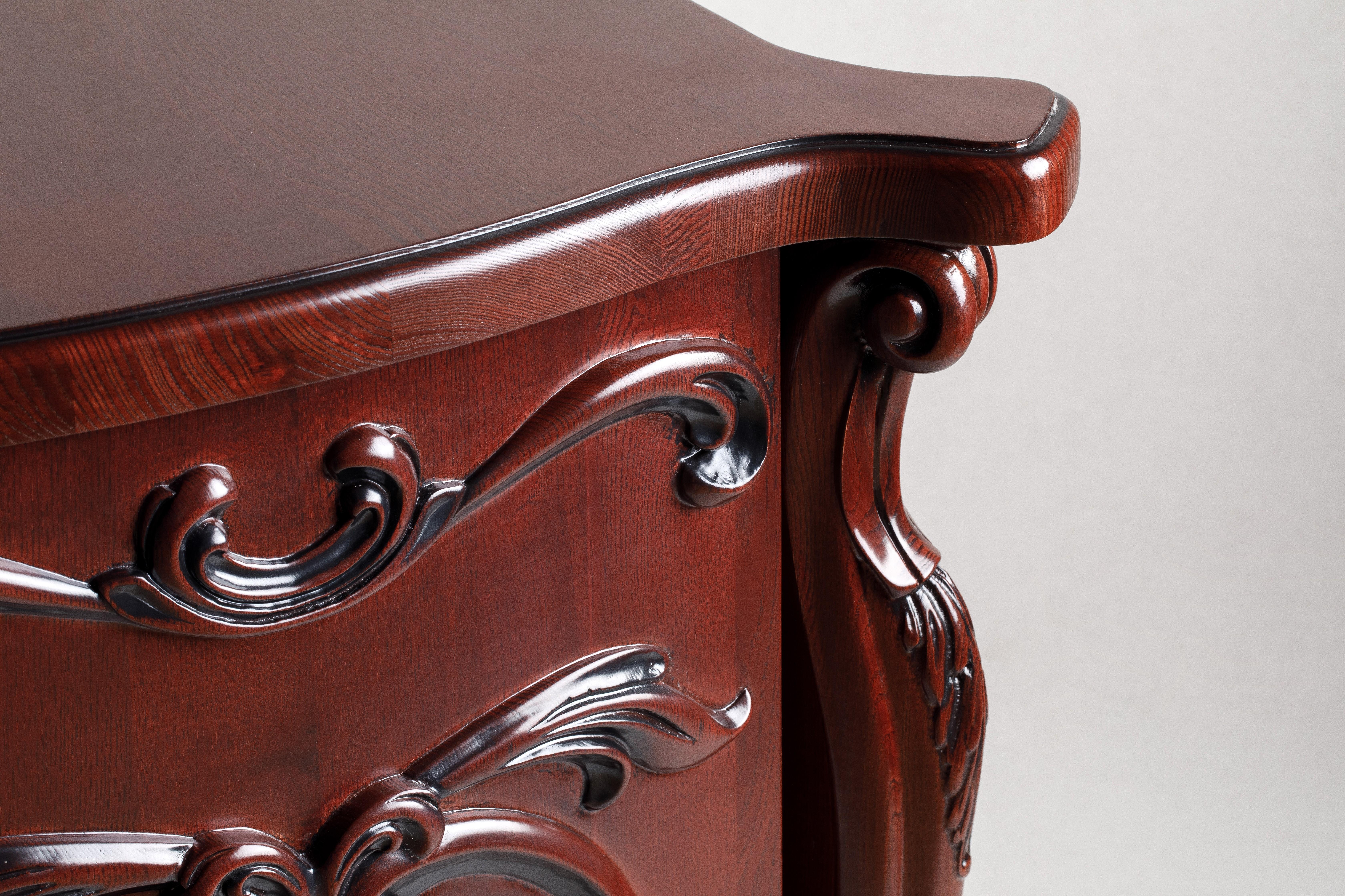 Contemporary Rococo Style Carved Door Nightstands - A Pair For Sale