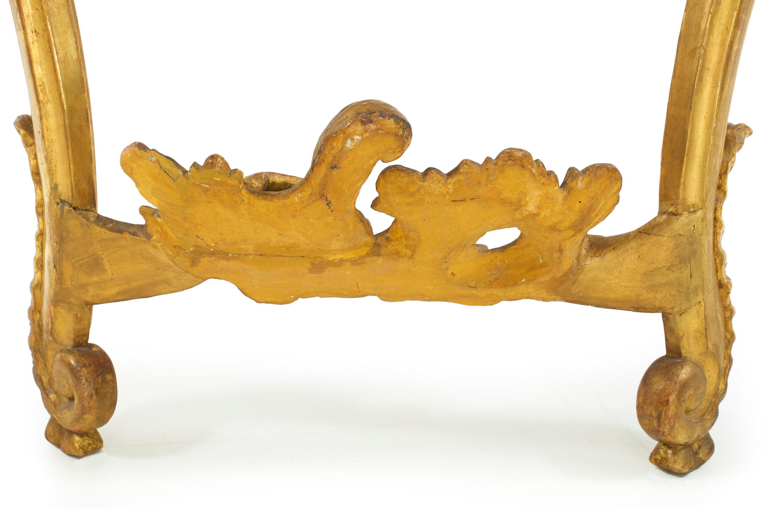 Tavolo consolle da molo antico in stile rococò con legno dorato intagliato, XIX secolo in vendita 13