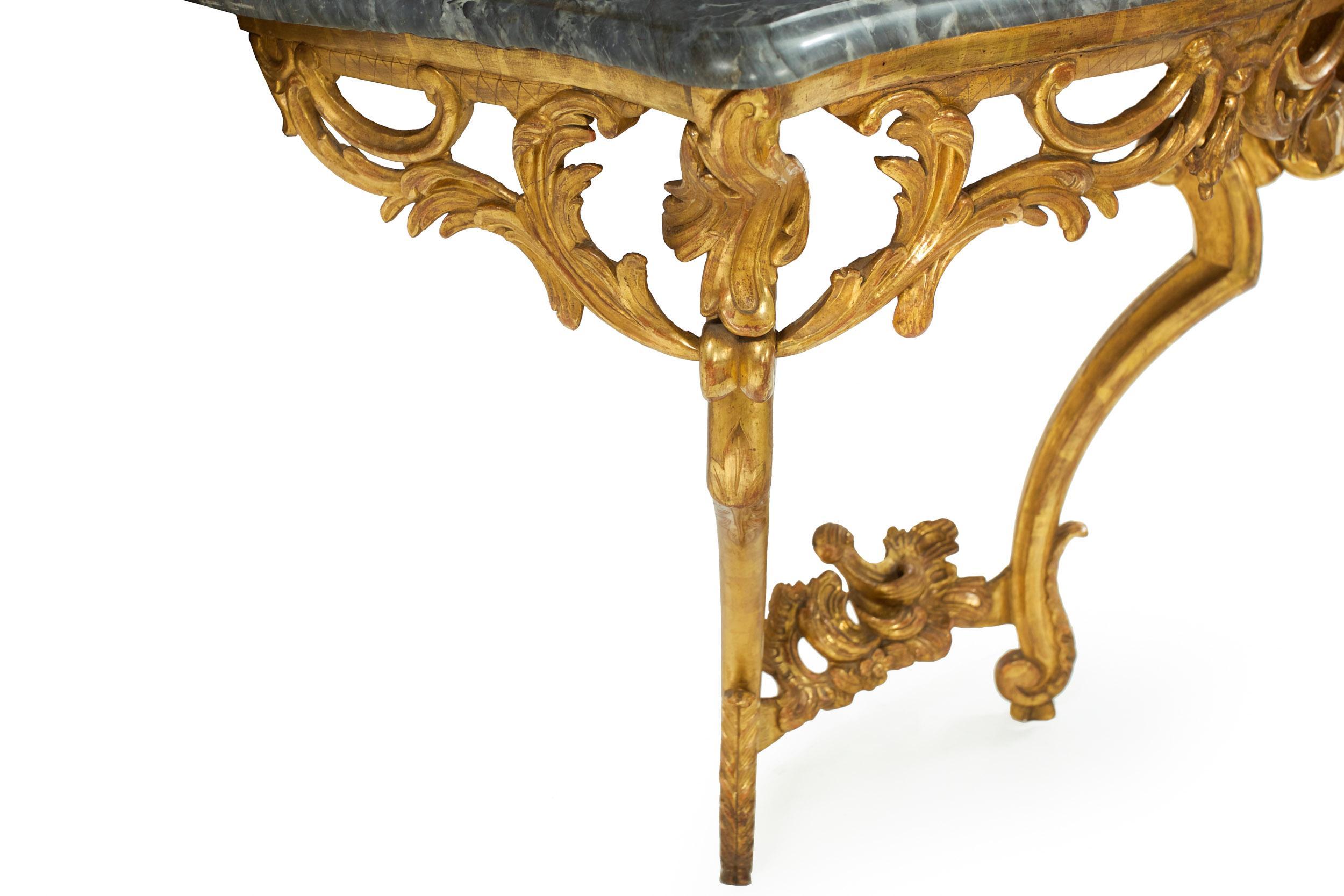 Rococo Style Carved Giltwood Antique Pier Console Table, 19th Century In Good Condition For Sale In Shippensburg, PA