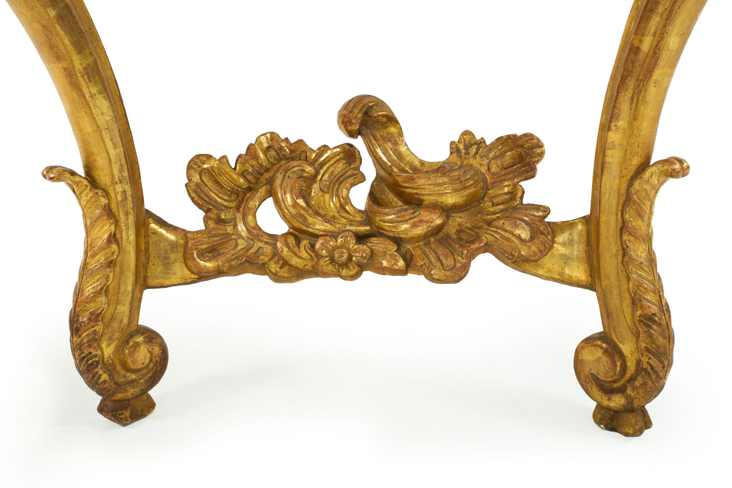 Rococo Style Carved Giltwood Antique Pier Console Table, 19th Century For Sale 4