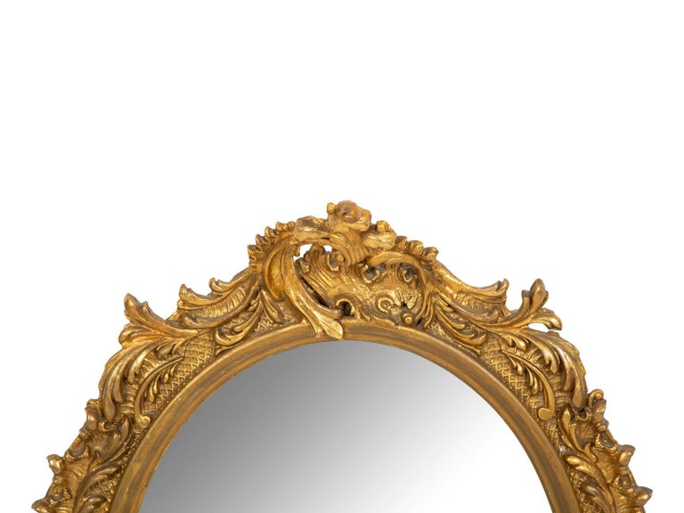 Italian Rococo-Style Carved Giltwood Girandole Mirror, 19th Century For Sale