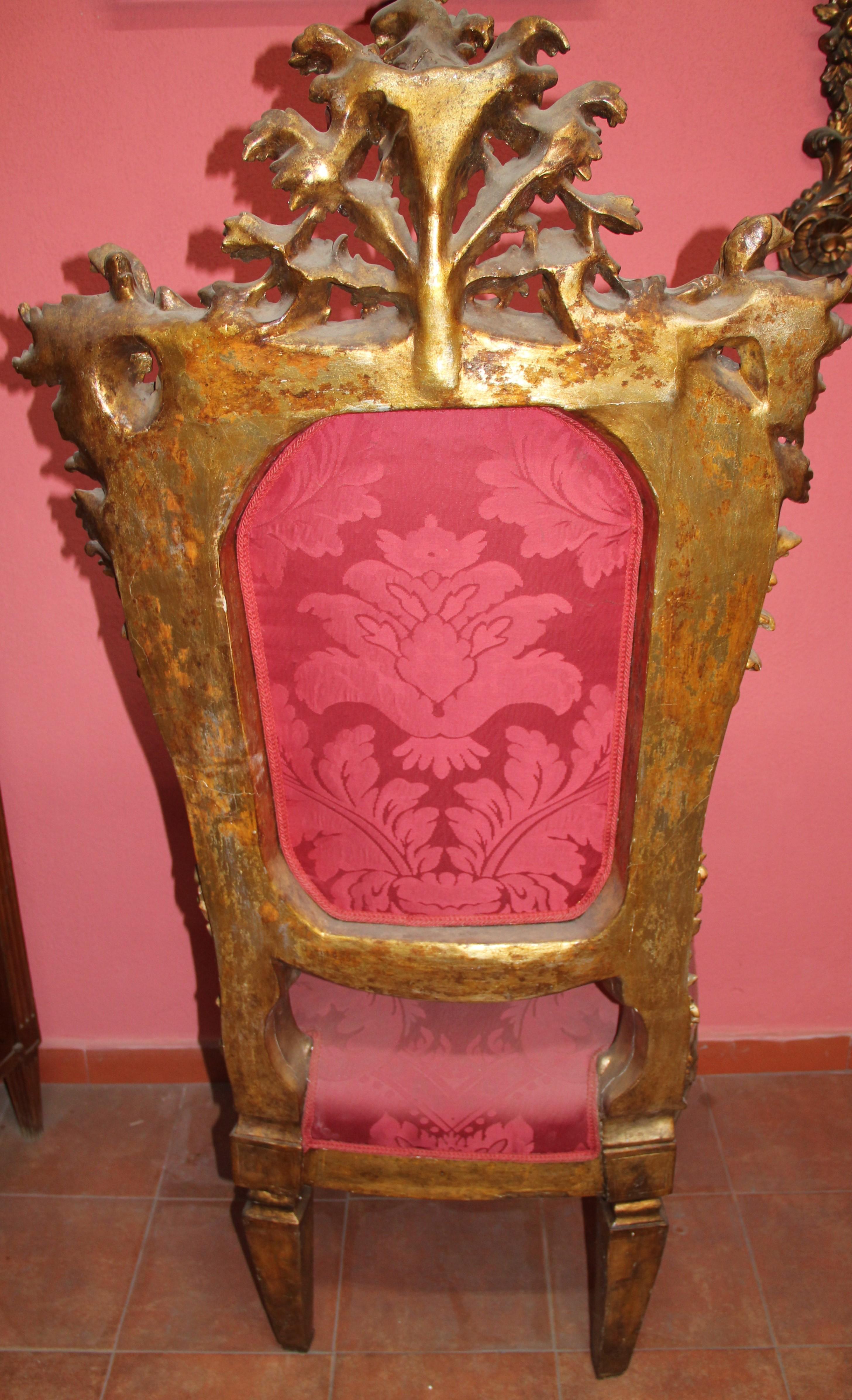 Wood Rococo Style Carved Giltwood Large Throne-Armchair, circa 1820 For Sale