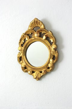 Spanish Rococo Carved Giltwood Mirror, Mini Size