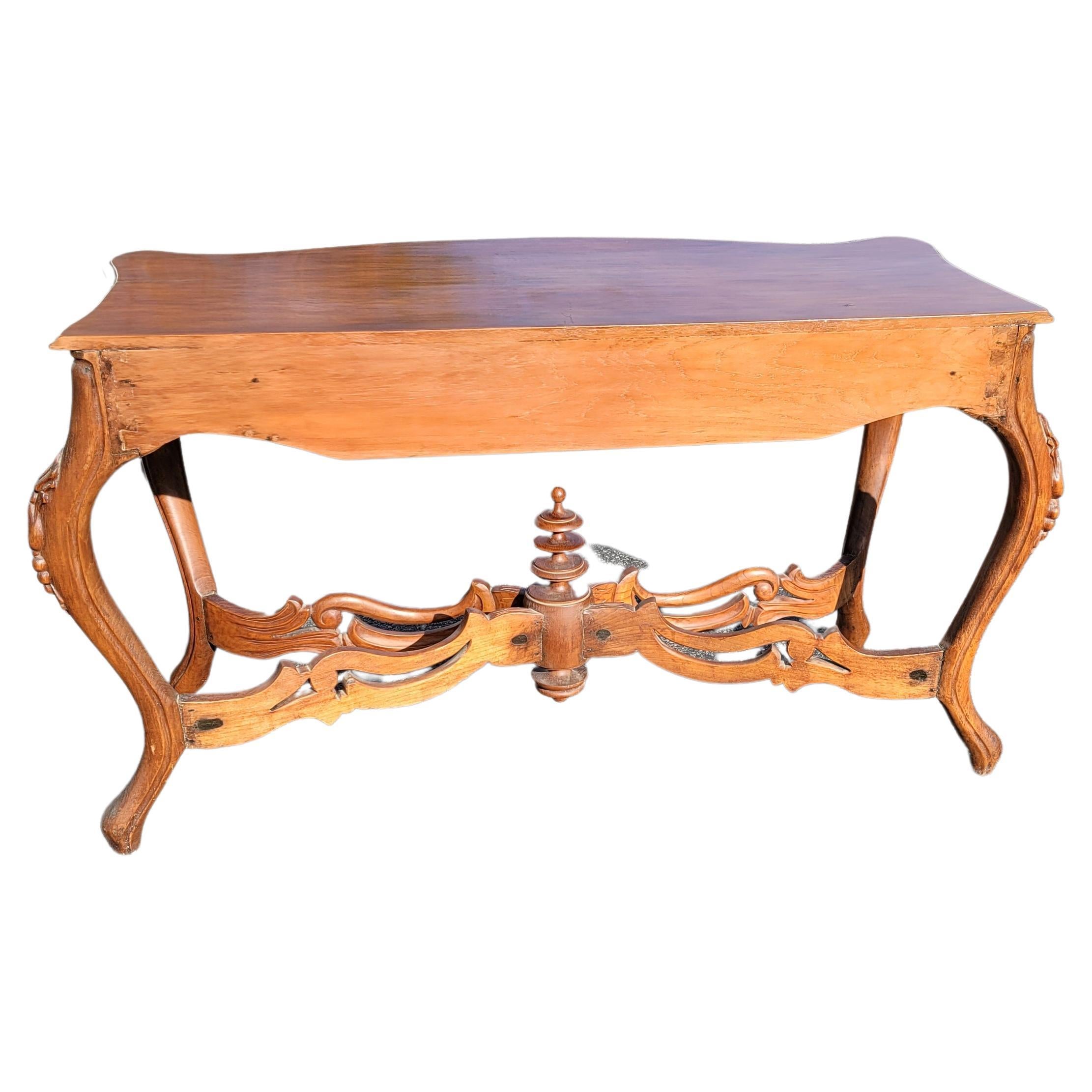 Rococo Style Carved Mahogany Serpentine Console Table For Sale 2