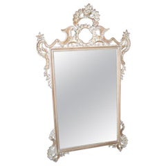 Rococo Style Carved Mirror Italian Mid Century