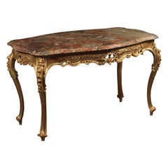 Rococò Style Center Table, Gilding, Italy, Late 19th-Early 20th Century