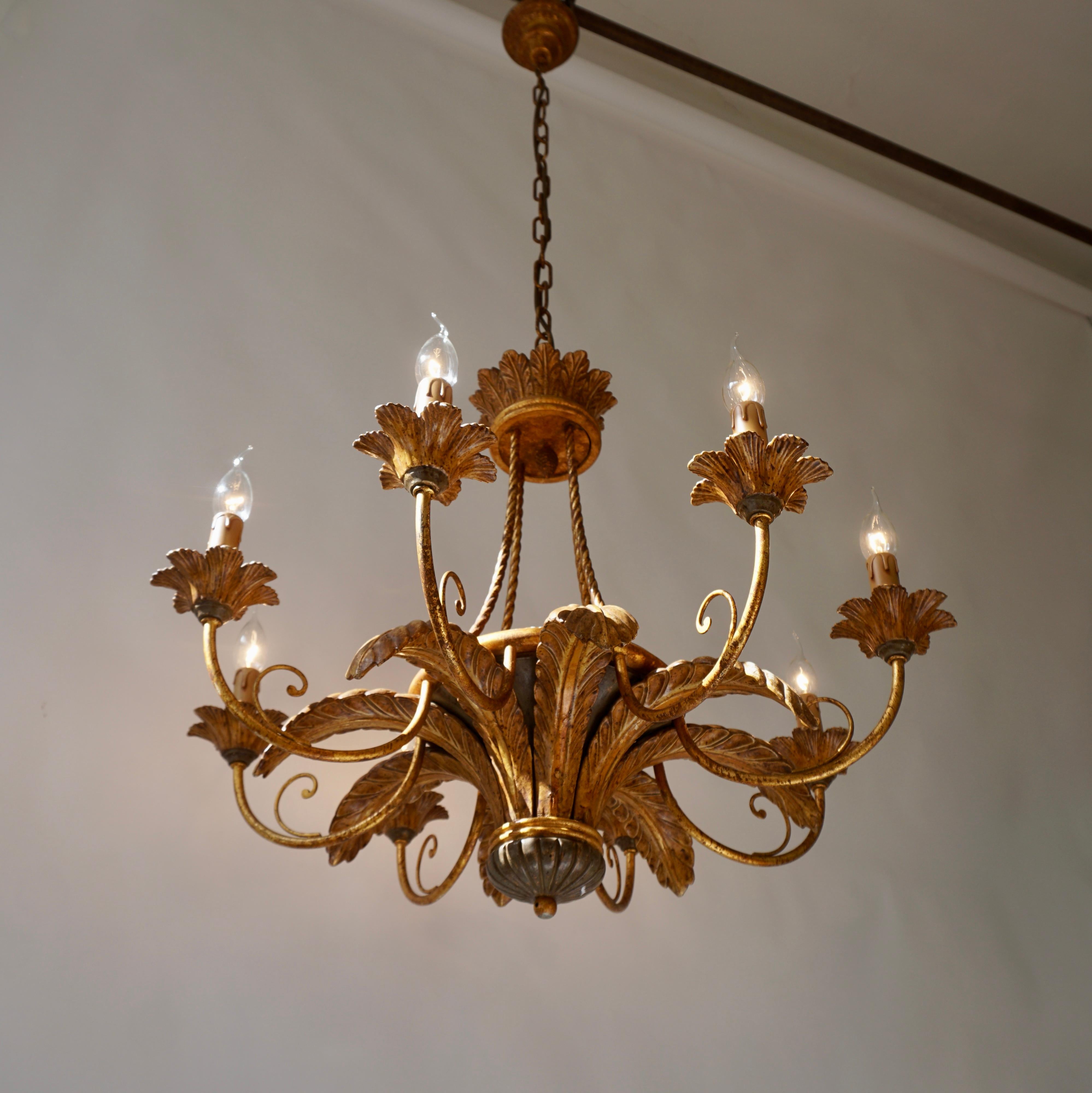 Hollywood Regency Rococo Style Chandelier For Sale