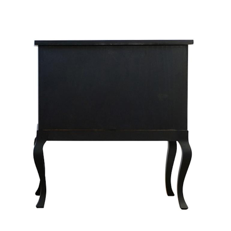 Rococo Style Chest with 2 Drawers and Modern Flat Black Finish For Sale 1