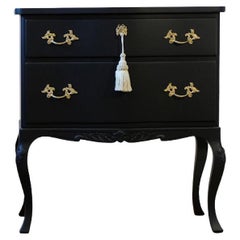 Used Rococo Style Chest with 2 Drawers and Modern Flat Black Finish