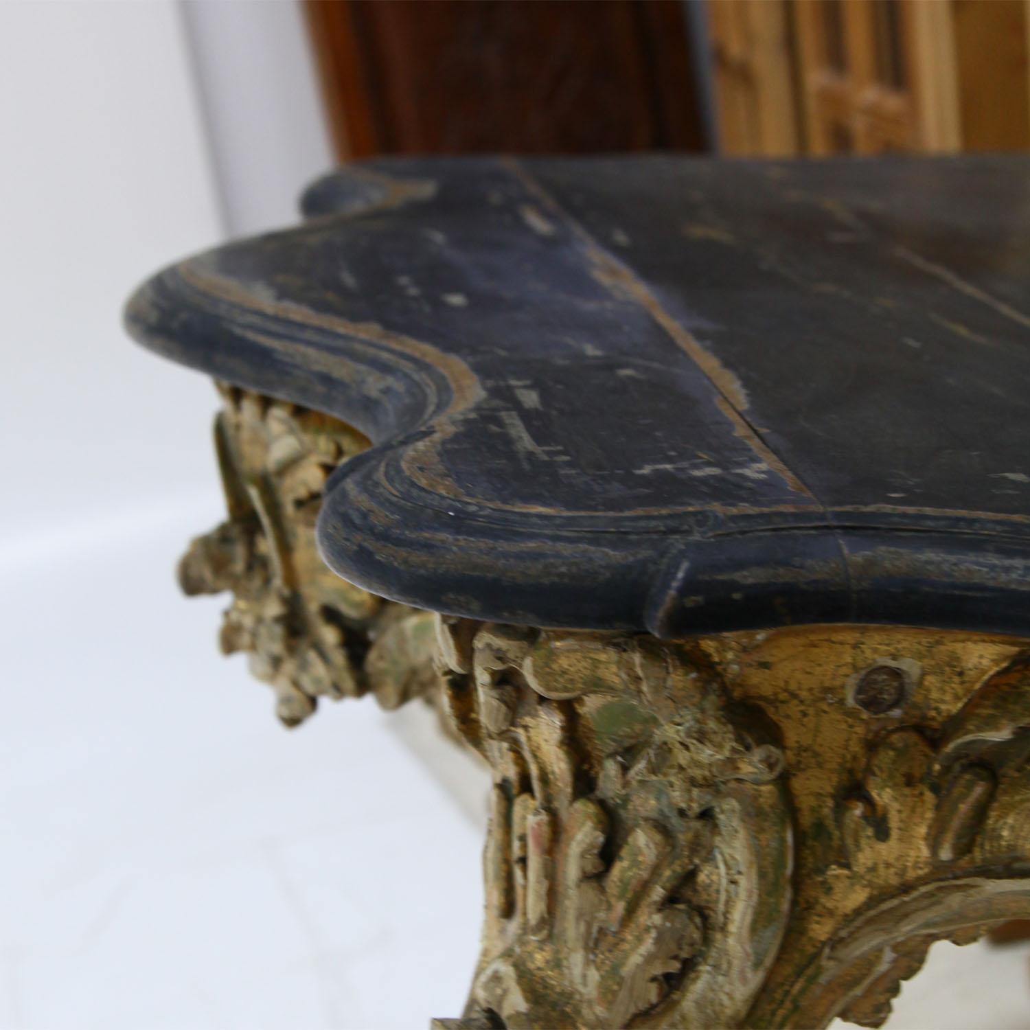 Giltwood Rococo-Style Console Table, Mid-19th Century