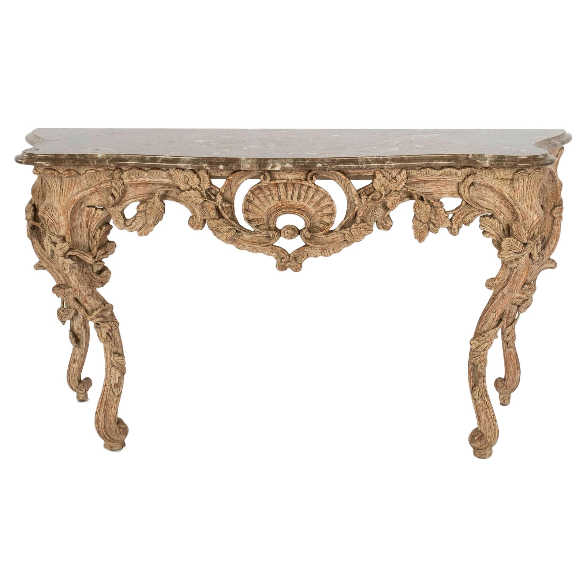 Rococo Style Console with Marble Top