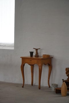 Rococo-Style Danish Side Table in Birch with Drawer, Early 20th Century