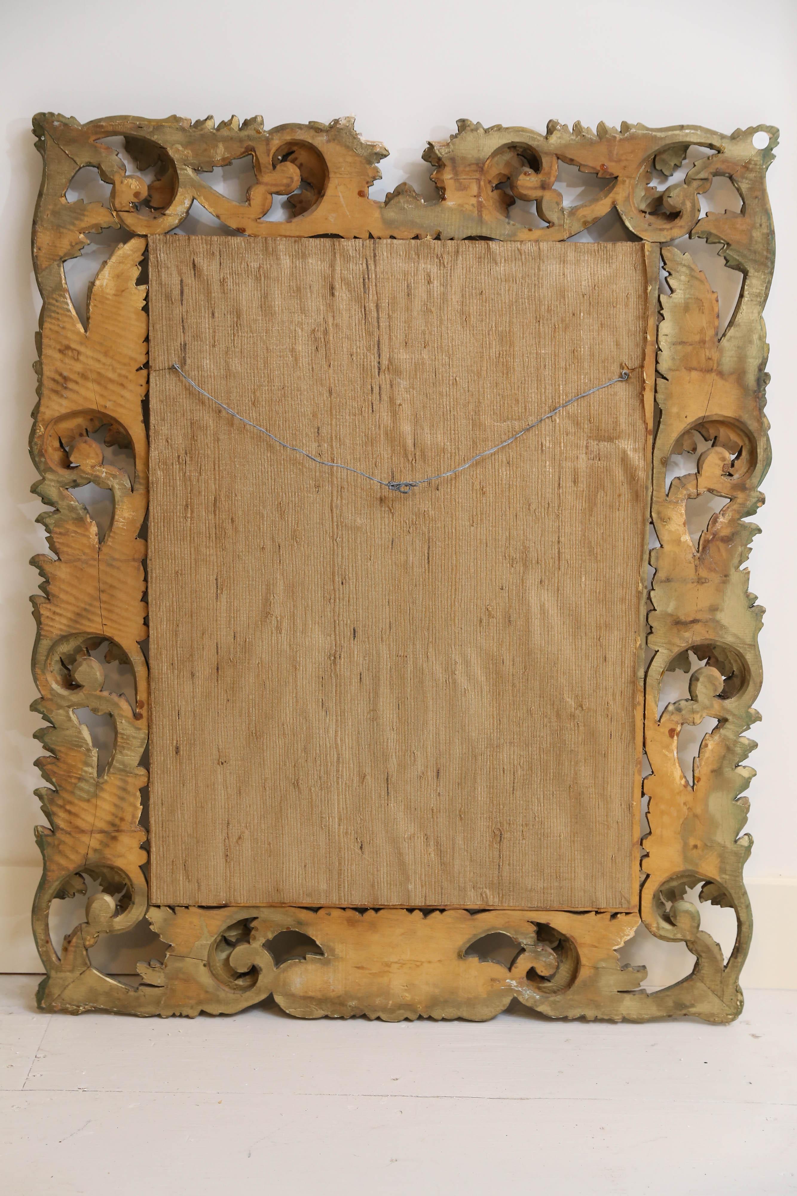 Rococo-Style Distressed Acanthus Leaves Carved Mirror im Zustand „Starke Gebrauchsspuren“ im Angebot in Houston, TX